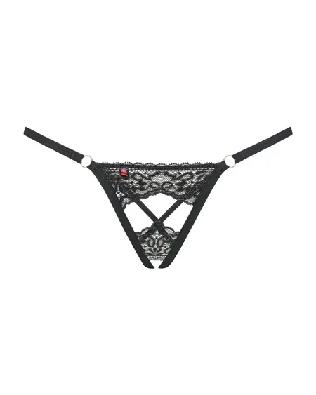 Obsessive Meshlove Thong Black S/M - Lace, Open Crotch, Multistretch