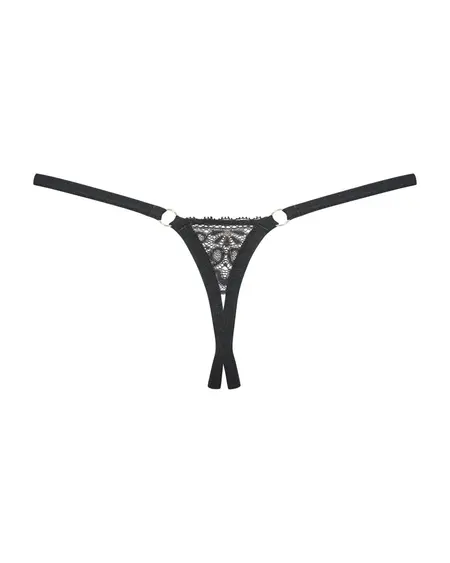 Obsessive Meshlove Thong Black S/M - Lace, Open Crotch, Multistretch