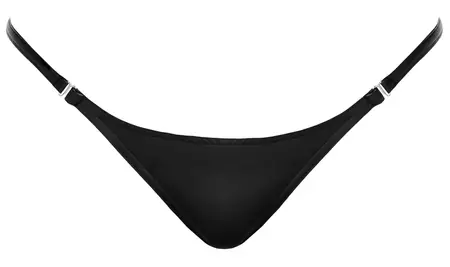 Noir Powerwetlook G-String S/M sa srebrnim bočnim kukama, Crna