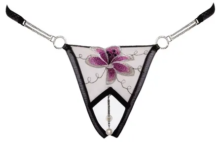 Cottelli Lingerie String Flower S/M Vezeni til, uklonjivi lanci