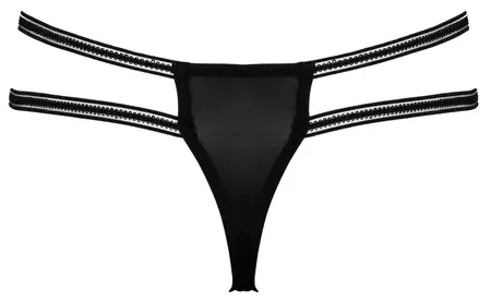 Cottelli LINGERIE Tregeri sa čipkom od umetnih trepavica i prstenjem sa kamenčićima M/L, Crna