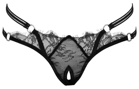 Cottelli Lingerie Tregeri sa otvorenim dizajnom od čipke od umetnih trepavica S/M, Crna