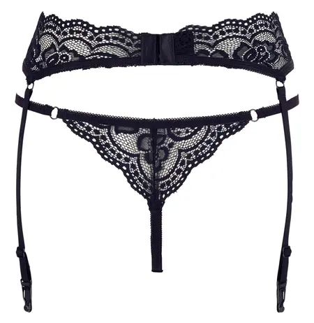 Cottelli Collection Čipkasti set veša sa podvezicama Crna XL