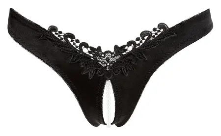 Cottelli Collection G-String Pearls Crni Satin Vez M