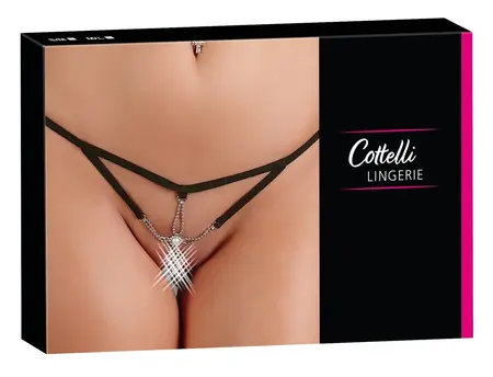 String Starfish M/L - Dizajn sa Trakama i Dekorativnim Biserima, Crna