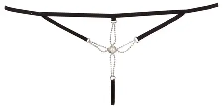 String Starfish M/L - Dizajn sa Trakama i Dekorativnim Biserima, Crna