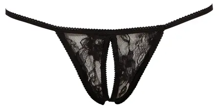 Cottelli Collection Floral Lace Crotchless String Black S-L