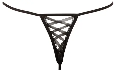 String Rose M/L Crotchless Briefs with Embroidery & Rhinestones