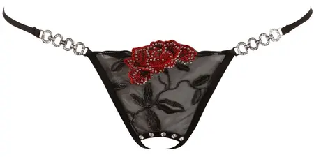 String Rose S/M by Cottelli Collection - Crotchless, Embroidered, Rhinestones