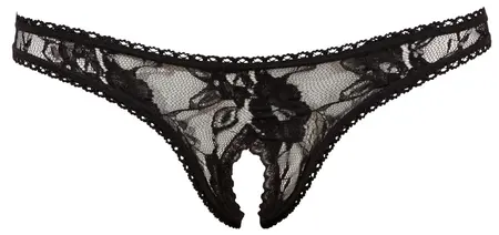 Cottelli Collection Čipkani String Bez Međunožja Crni L