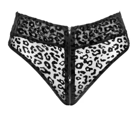 Noir Handmade Panty Leo S visokog struka sa mrežastim leopard printom i rajsferšlusom