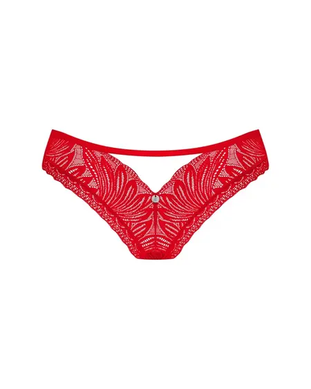 Obsessive Chilisa gaćice XL/2XL cvetna čipka, crvena, dekorativno srce