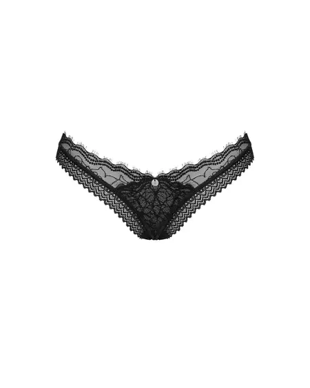 Obsessive Medilla čipkana tanga XL/2XL crna - trepavičasta čipka i udobnost