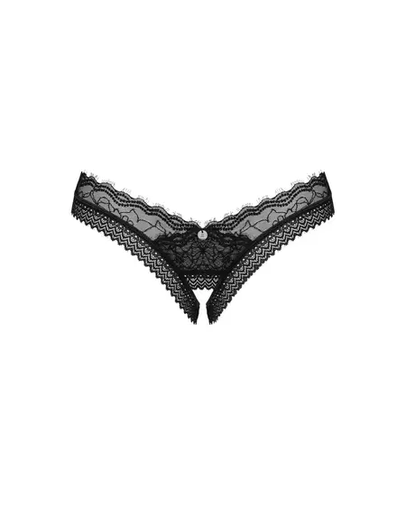 Obsessive Medilla čipkane gaćice XS/S otvorenog međunožja crne sa trepavičastim detaljem