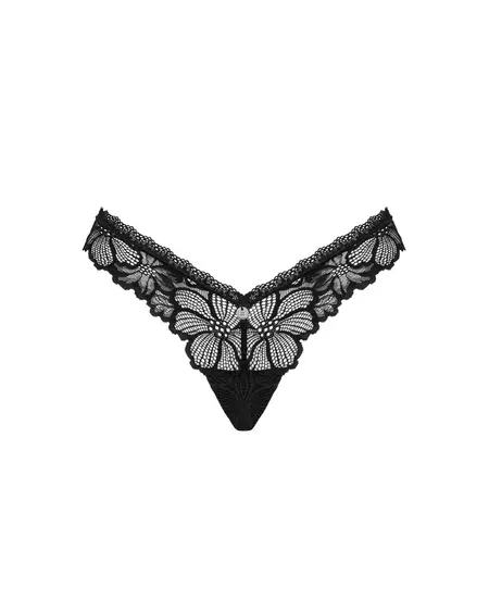 Obsessive Serafia Lace Panty Black M/L - Elegant Floral Design