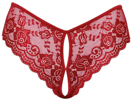 Cottelli Lingerie čipkane gaćice crvene S sa satenskim vezivanjem