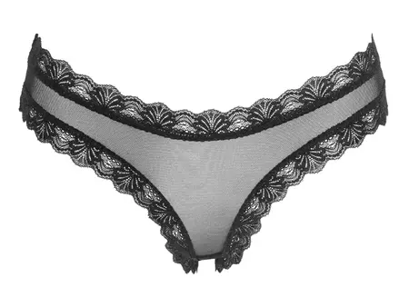 Cottelli LINGERIE Powernet Briefs XL with Satin Ribbon and Lace, Black