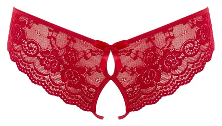 Cottelli Collection Čipkane gaćice M – Crna cvetna, otvoreni dizajn