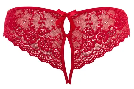 Cottelli Collection Čipkane gaćice M – Crna cvetna, otvoreni dizajn