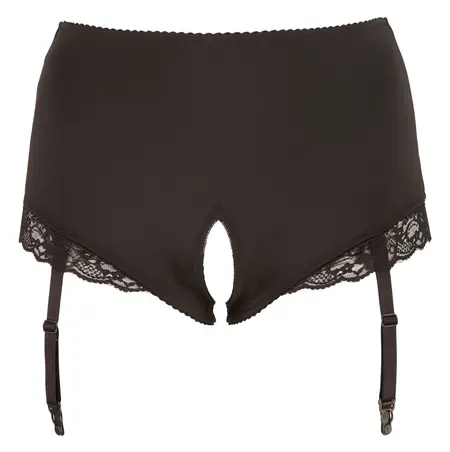 Cottelli Collection Open Suspender Briefs 4XL with Lace Insets Black