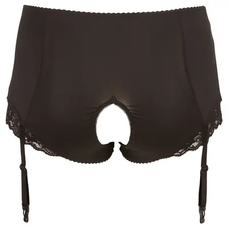 Cottelli Collection Gaćice sa podvezicama XL sa čipkanim detaljima, crne