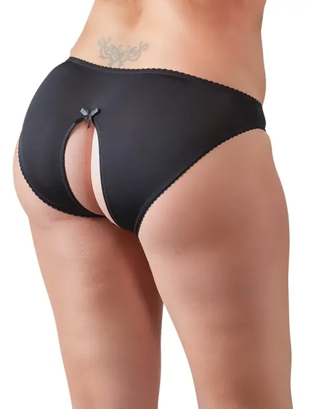 Cottelli Collection Gaćice bez međunožja 2XL sa čipkanim dizajnom Crna