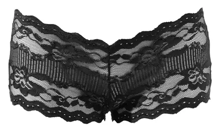 Cottelli Collection Crne čipkane gaćice XL cvetni uzorak otvorena leđa
