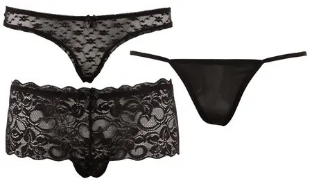 Cottelli Collection Briefs Set Black L Floral Lace 3-Pack