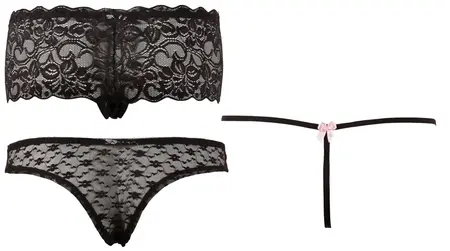 Cottelli Collection Briefs Set Black L Floral Lace 3-Pack