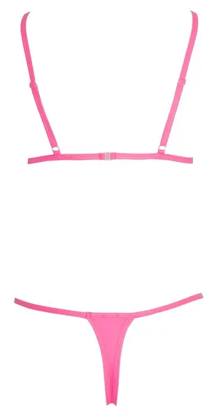 Cottelli LINGERIE Bikini Hot Pink M Adjustable Straps Neon Shine