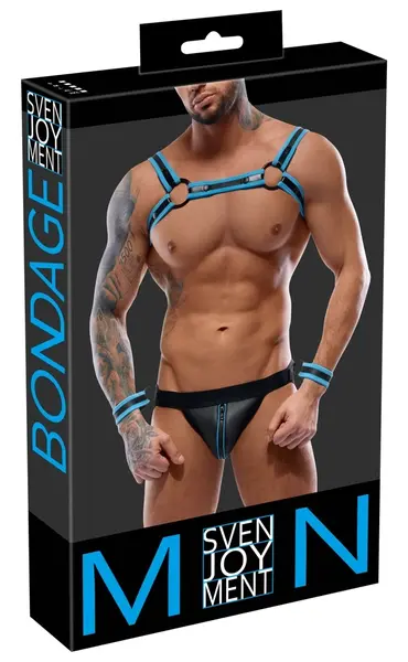 Svenjoyment BONDAGE Muški Jock Set Crna/Plava 2XL Neopren Završna Obrada