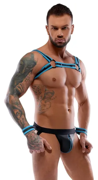 Svenjoyment BONDAGE Muški Neopren Izgled Pregrč Set Crna/Plava S