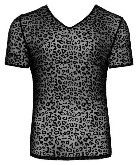 Noir Handmade M.Shirt Leo XL - Transparent Powernet Shirt, Leopard Print