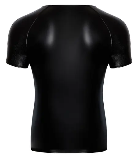 Noir Powerwetlook Shirt M - Black, Snakeskin Shoulder, Short Sleeve