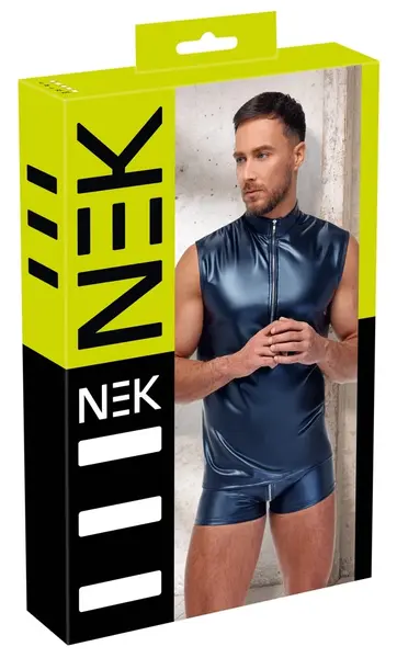 NEK Muška Metalik Mat Plava Košulja XL, Bez Rukava, Rajsferšlus