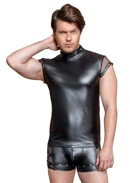 NEK Muška majica 2XL mat crna sa skidivom ukrašenom kragnom