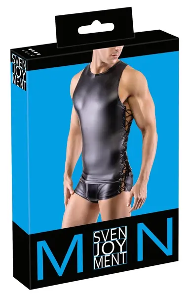 Svenjoyment Men's Sleeveless Matte Slim Fit Top with Side Lacing, S