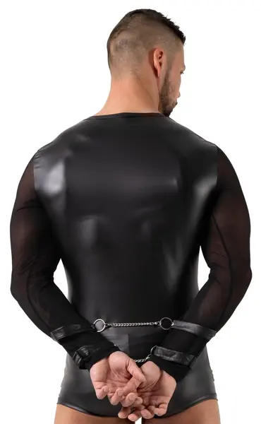 Svenjoyment Bondage dugrukavna powernet košulja sa harnessom, M, Crna