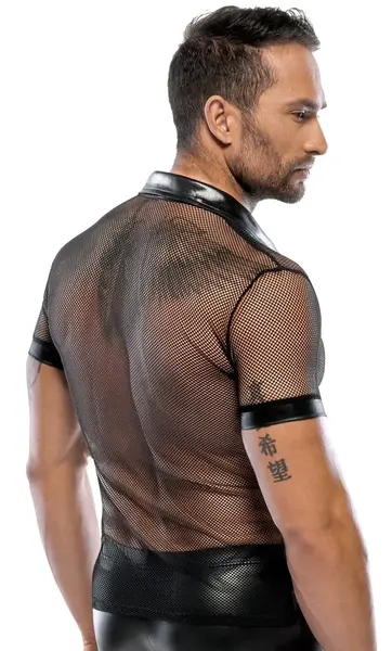 NEK Polo Košulja 2XL Crna Mreža i Wet Look, Moderan Dizajn