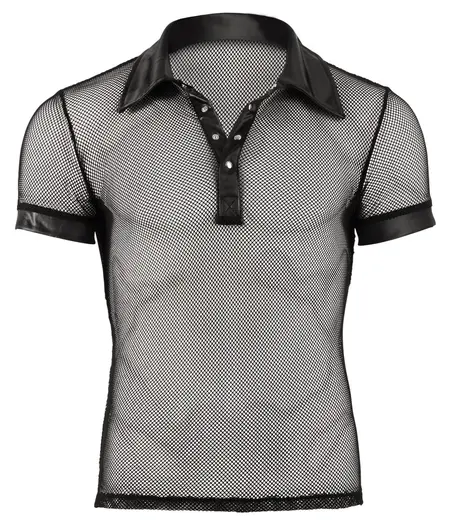 NEK Polo Košulja 2XL Crna Mreža i Wet Look, Moderan Dizajn