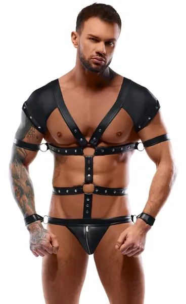 Svenjoyment Bondage Muško telo XL Mat crni Podesivi set pojaseva