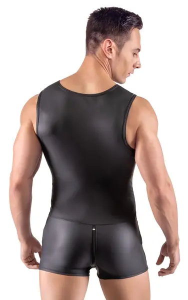Svenjoyment Men's Matte Black Sleeveless Playsuit XL with 3-Way Zip