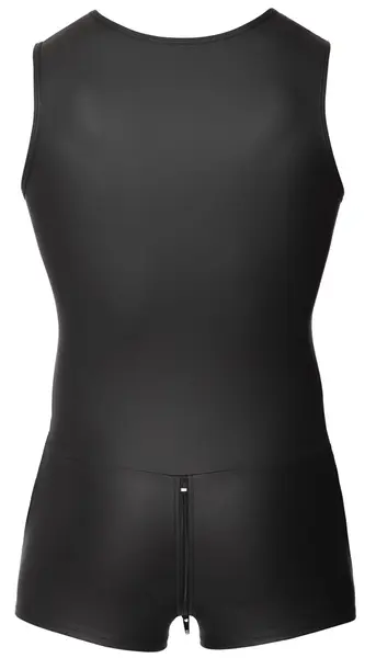 Svenjoyment Men's Matte Black Sleeveless Playsuit L with 3-Way Zip