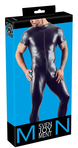NEK Muški wet look kombinezon 2XL sa 3-smernim prednjim rajsferšlusom, Crna