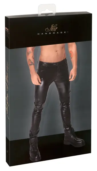 Noir ravne pantalone mat izgled zmijske kože crna M