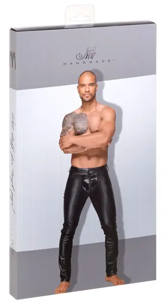 Noir Handmade M. Trousers L Black Powerwetlook Vinyl Accents