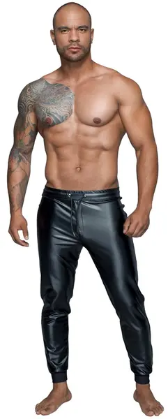 Noir Powerwetlook Treggings for Men XL - Sporty Black Comfort Fit