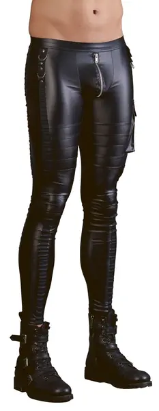 NEK Muške slim-fit biker pantalone mat crne S sa bočnim džepom
