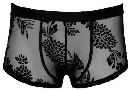 Noir Handmade Powernet Pants XL with Velvet Floral Pattern