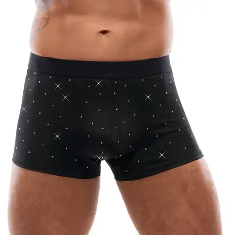 Svenjoyment muške crne pantalone od mikrovlakana sa Dizajnom Kamenčića M